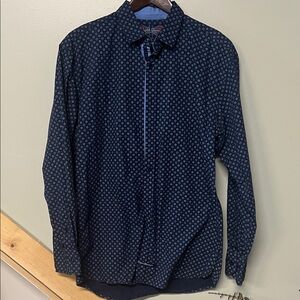 English Laundry Blue Patterned Casual Button Down Shirt
